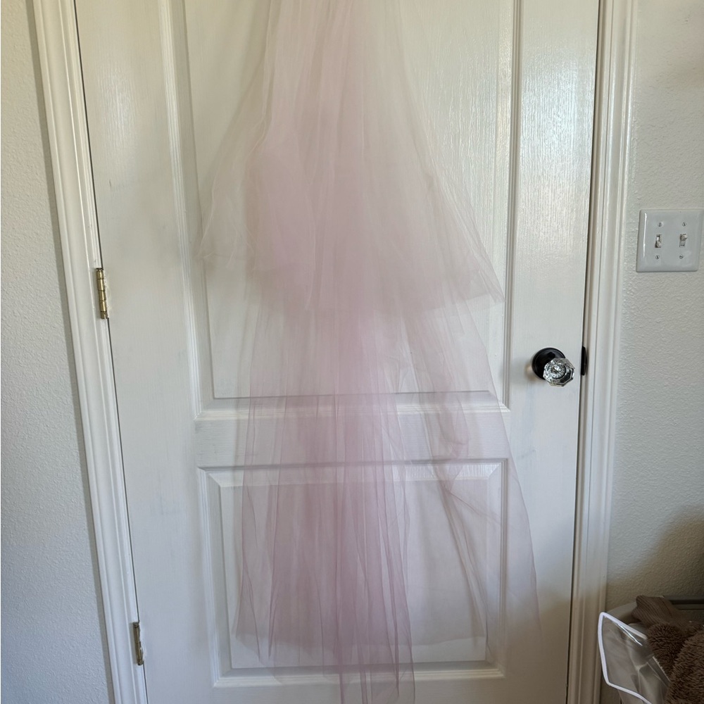 Handmade custom ombre wedding bridal veil white to pink bride